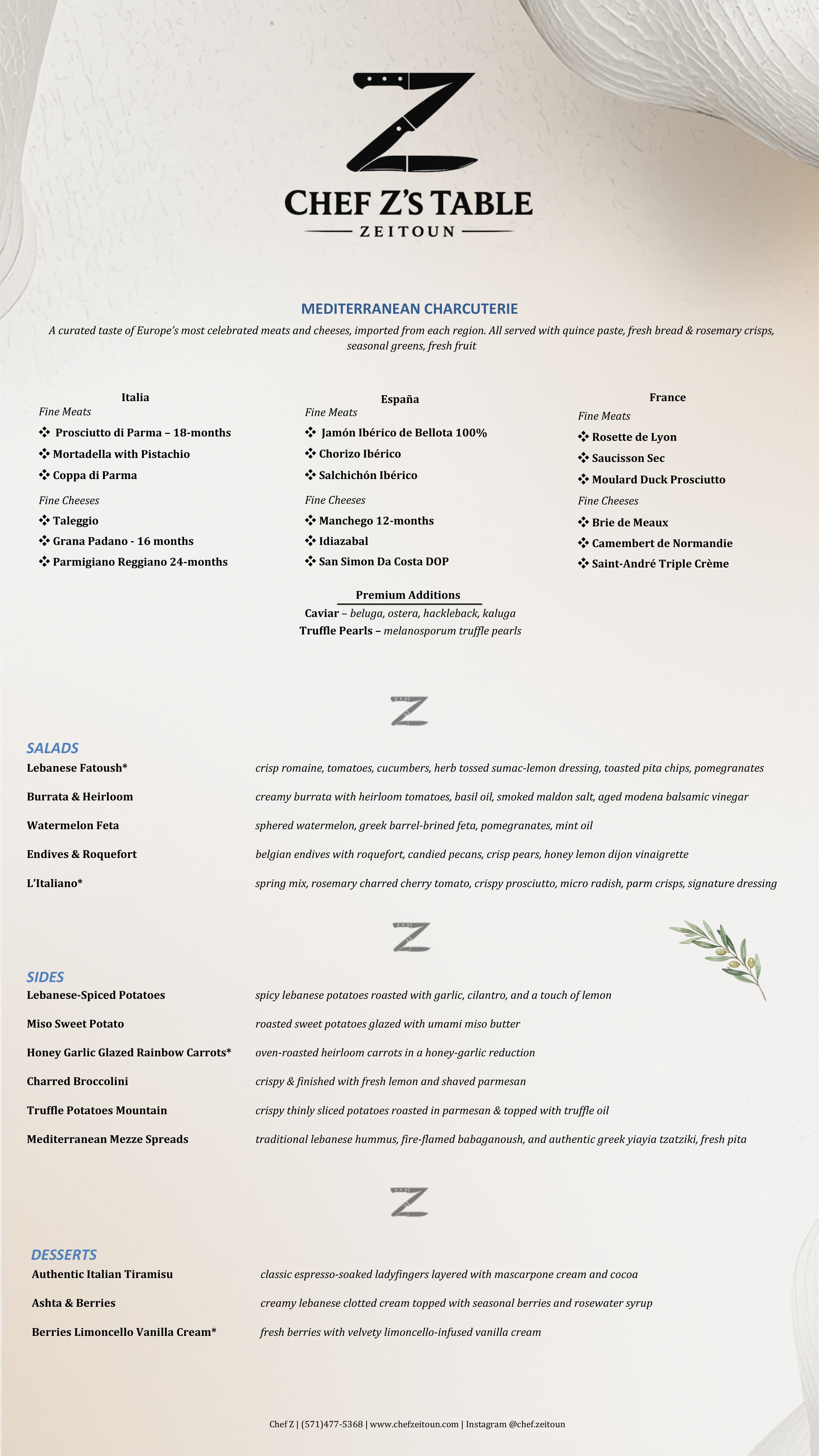 Chef Zeitoun menu page 2